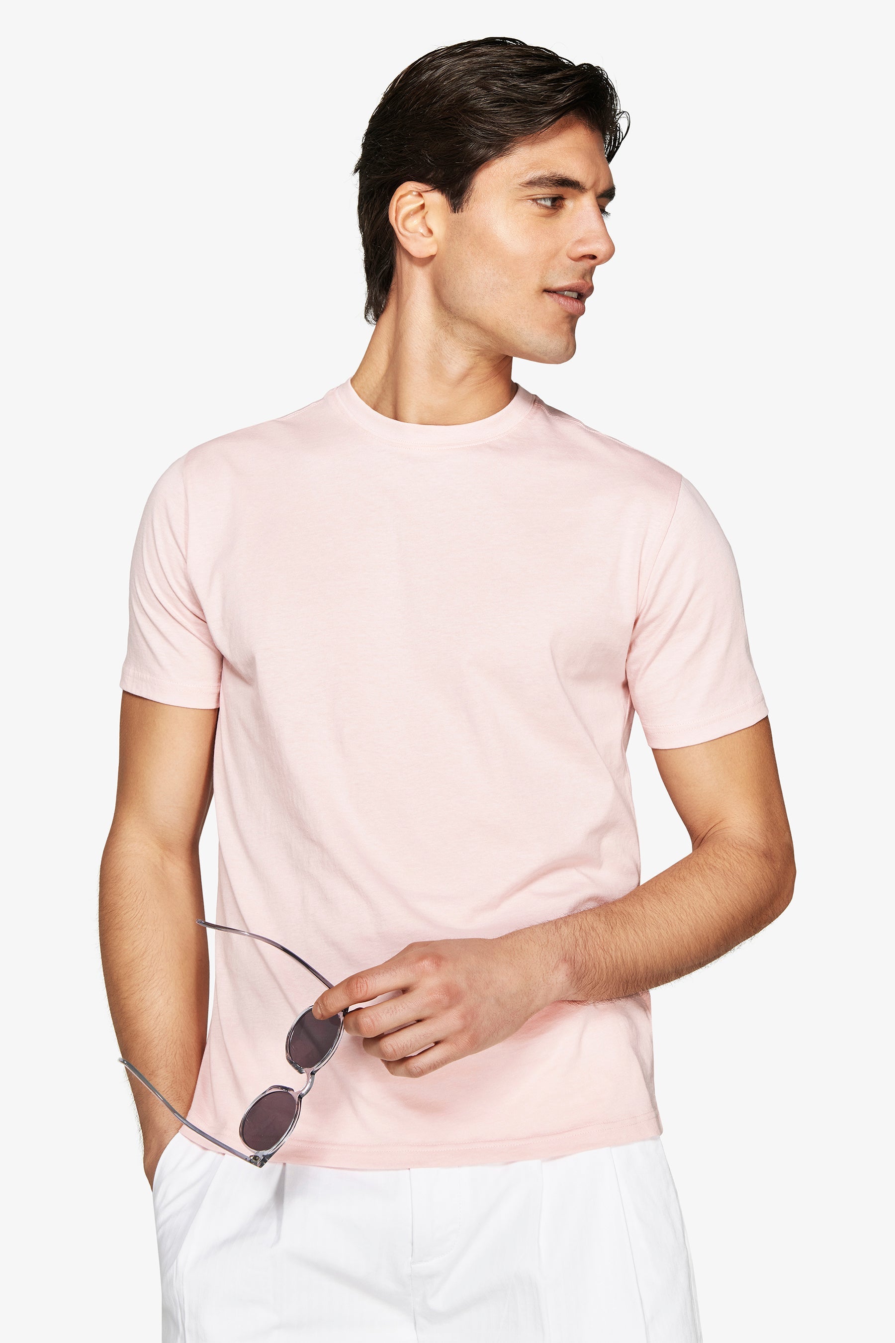 T-shirt basic in cotone leggero rosa-Dan John