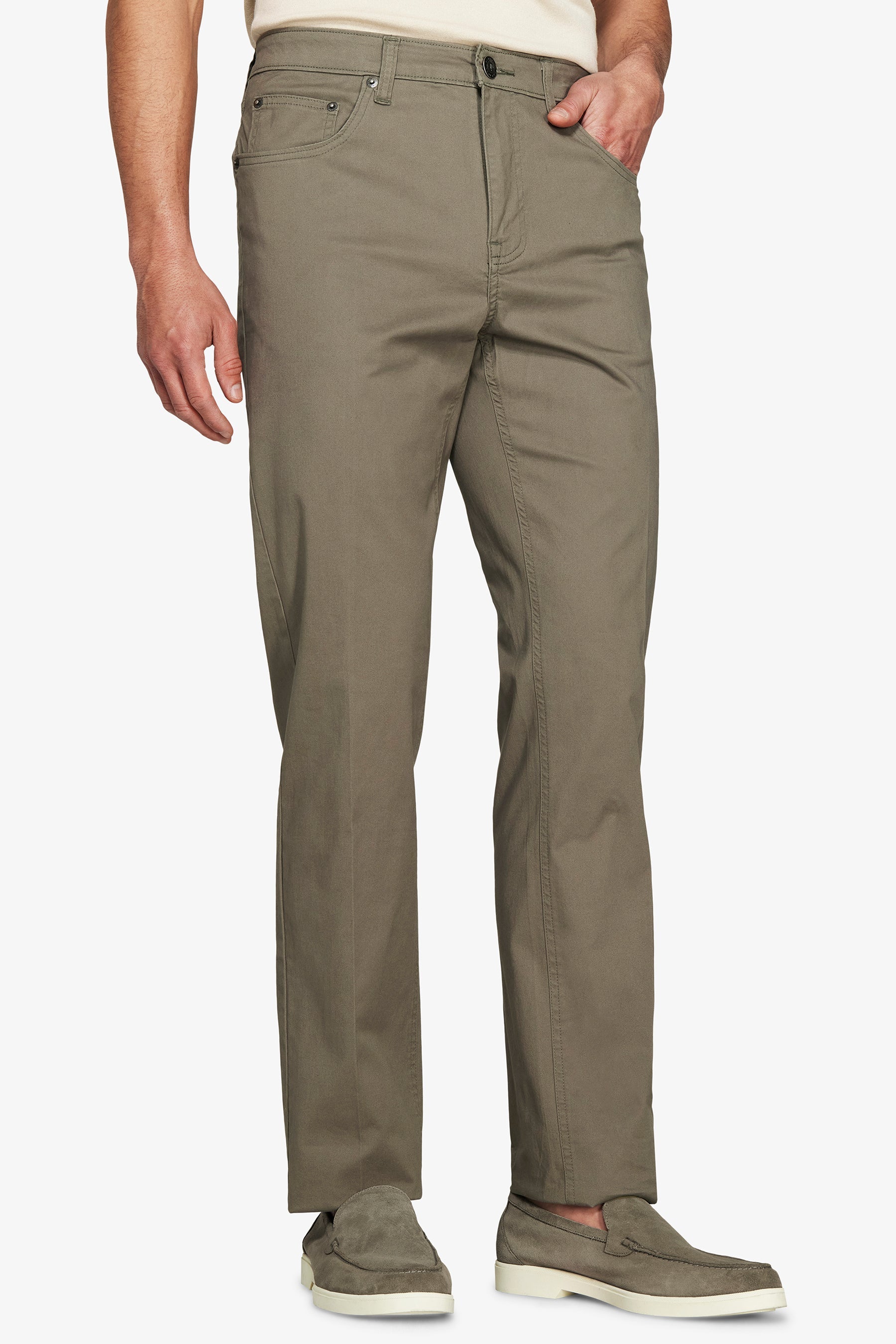 Pantaloni 5 tasche gabardina verdi-Dan John