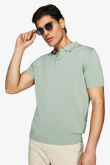 Polo in maglia basic in cotone light green-Dan John