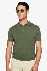 Polo in maglia basic in cotone verde-Dan John
