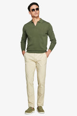 Polo in maglia collo aperto verde-Dan John