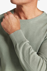 Maglia girocollo basic in cotone verde chiaro-Dan John