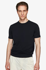 T-shirt in maglia basic in cotone blu-Dan John
