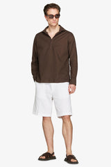 "Volume" dark brown linen blend chesterfield shirt