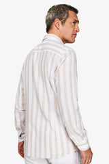Sand Herringbone Linen Blend Shirt