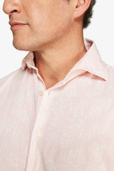 Linen blend shirt with pink flower print