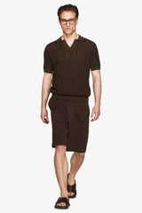"Volume" dark brown woven polo shirt
