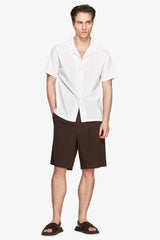 White Hawaiian Linen Blend Shirt "Volume"