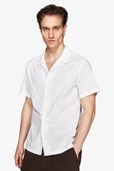 White Hawaiian Linen Blend Shirt "Volume"