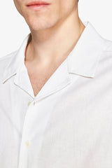 White Hawaiian Linen Blend Shirt "Volume"