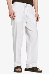 White linen blend trousers "Volume"