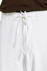 White linen blend trousers "Volume"