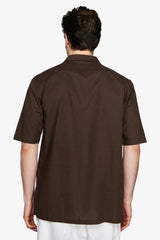 Dark brown Hawaiian linen blend shirt "Volume"
