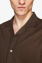 Dark brown Hawaiian linen blend shirt "Volume"