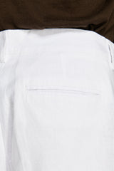 White linen blend "Volume" Bermuda shorts