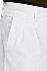 White linen blend "Volume" Bermuda shorts