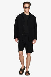 Black linen blend overshirt "Volume"