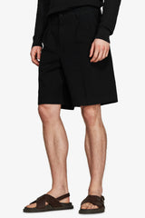 Black linen blend Bermuda shorts "Volume"