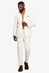 Giacca doppiopetto in velluto duemila righe panna-Dan John