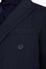 Cappotto doppiopetto Herringbone blu-Dan John