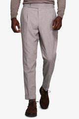 Pantaloni effetto flanella tortora-Dan John
