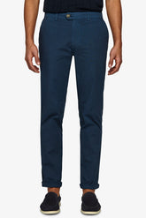 Blue stretch cavalry chino trousers
