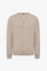 V-neck cardigan with beige buttons
