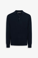 Knitted polo shirt with blue buttons