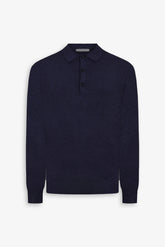 Knitted polo shirt with blue buttons