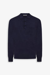 Knitted polo shirt with blue buttons