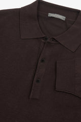 Knitted polo shirt with brown buttons