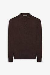 Knitted polo shirt with brown buttons