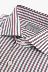 Camicia a righe operata coccio slim-Dan John