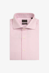 Slim pink textured striped shirt