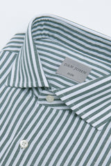 Camicia a righe operata verde slim-Dan John