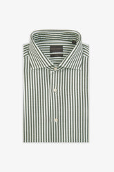 Slim green textured striped shirt