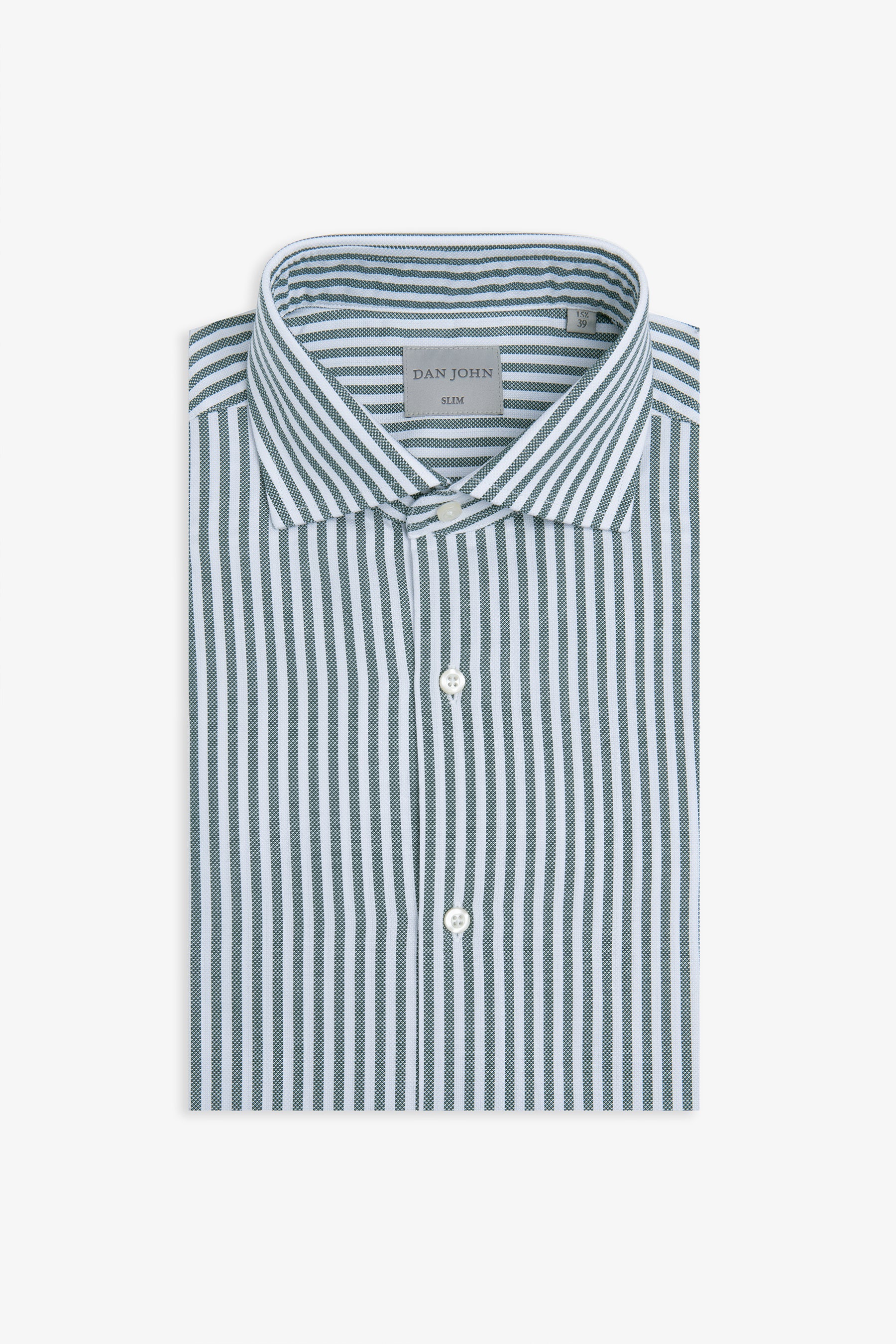 Camicia a righe operata verde slim-Dan John
