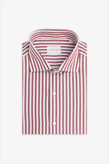 Camicia a righe medie rosso mattone slim-Dan John
