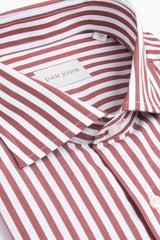 Camicia a righe medie rosso mattone slim-Dan John