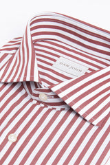 Camicia a righe medie rosso mattone slim-Dan John