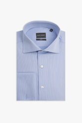 Slim light blue cufflink piquet shirt