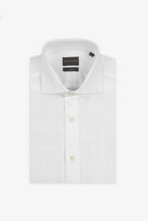 Slim white twin cuff piquet shirt