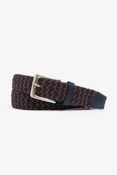 Elastic sports belt two-tone blue/brown weave