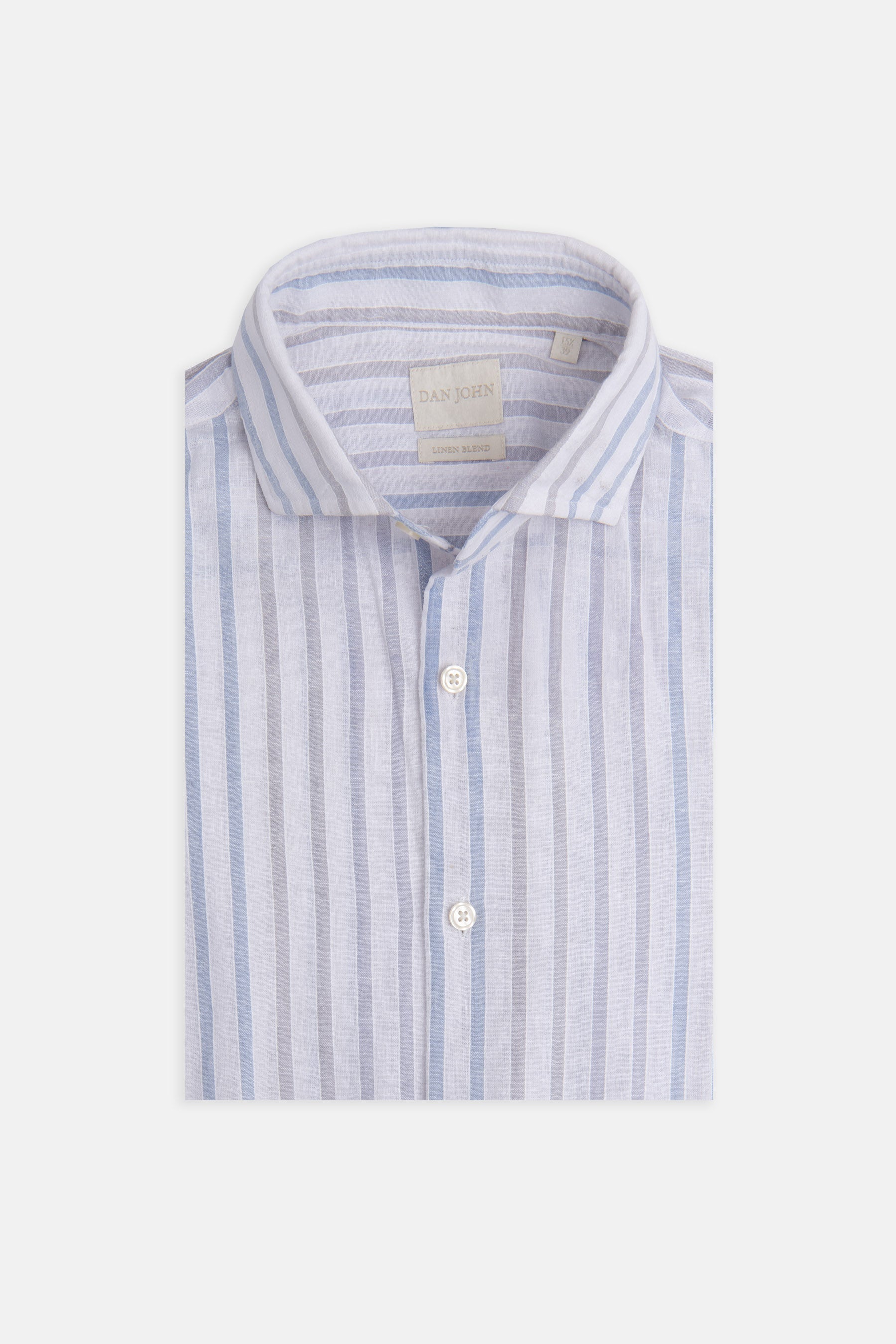 Camicia a righe misto lino celeste-Dan John