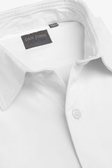 Camicia in micro armatura stretch bianca slim-Dan John