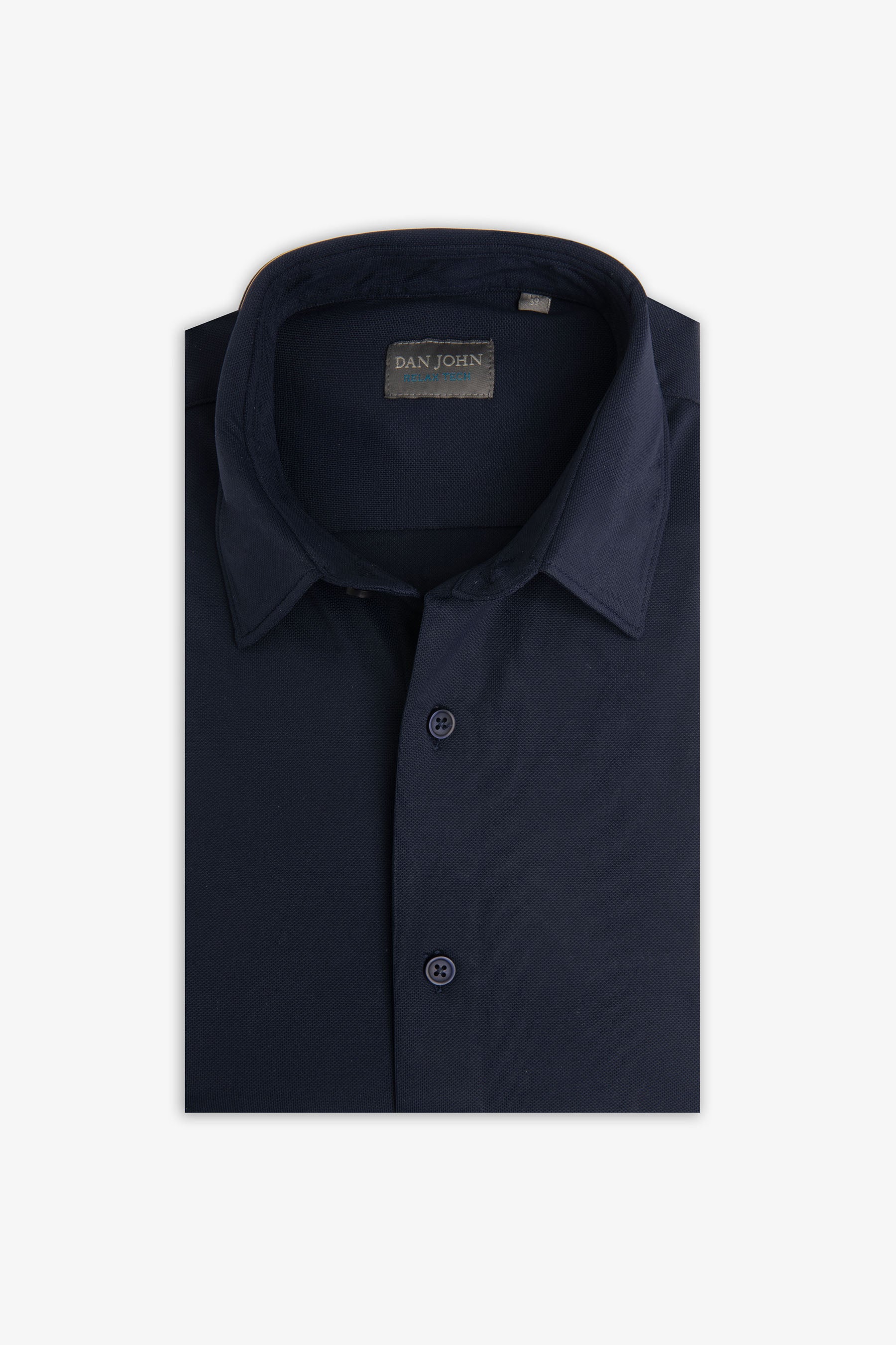 Camicia in micro armatura stretch blu slim-Dan John
