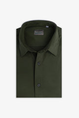 Camicia in micro armatura stretch verde slim-Dan John