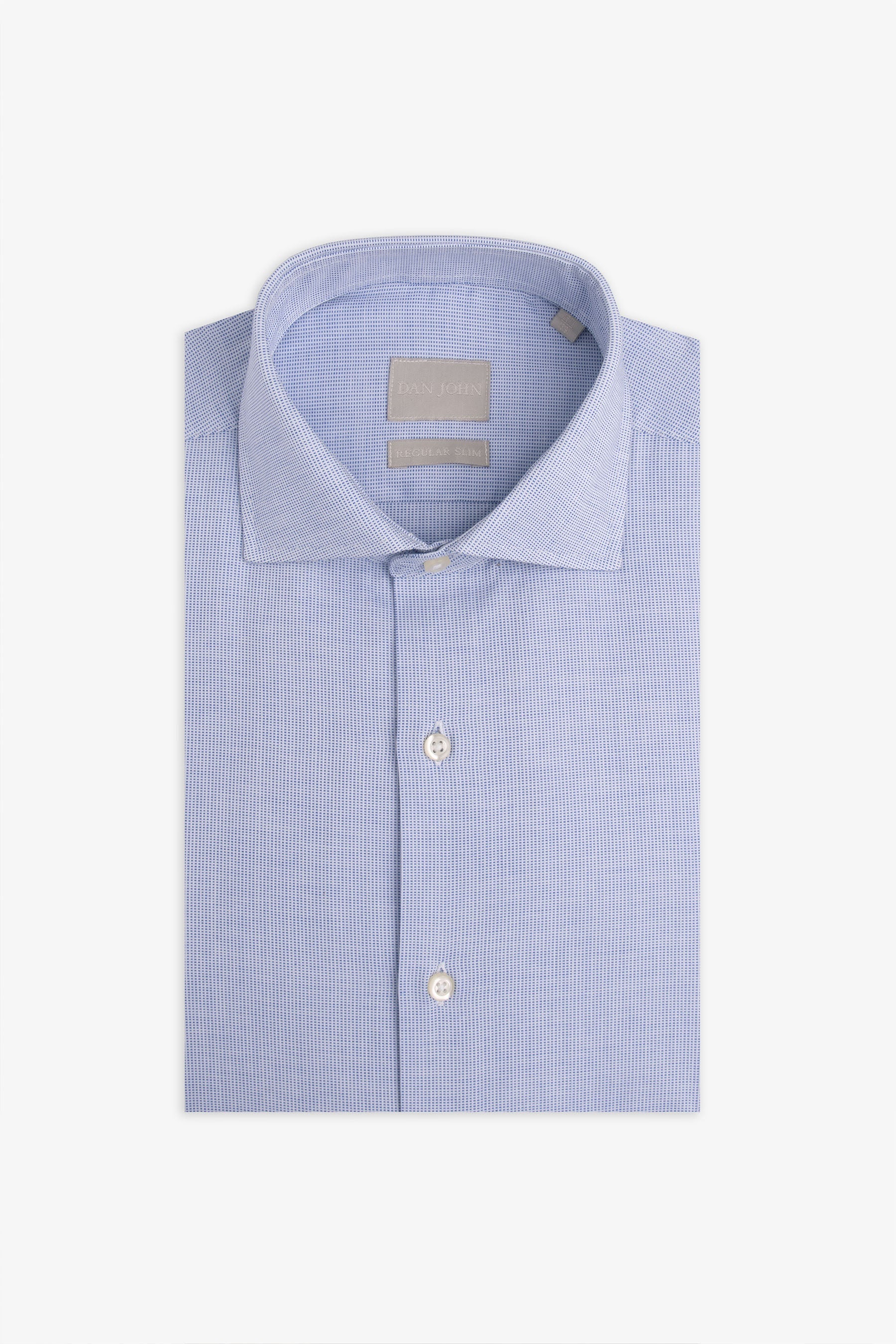 Camicia microfantasia azzurra-Dan John