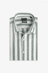 Camicia misto lino a righe larghe malva-Dan John