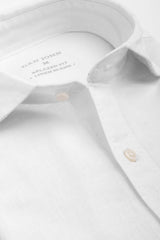 Camicia misto lino con tasche sul petto bianca-Dan John